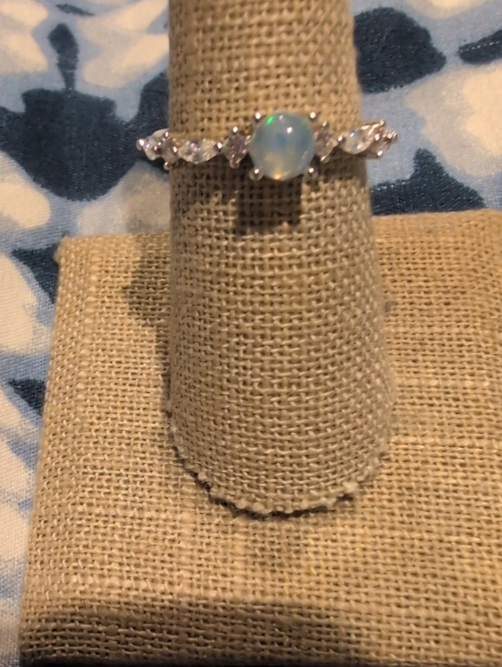 NEW! Stainless Steel Women's Opal and CZ Ring